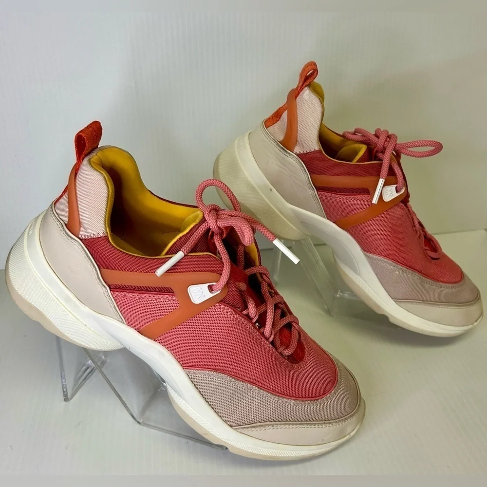 “Michael Kors” Women's Coral Pink Canvas & Leather Sneakers Size 10